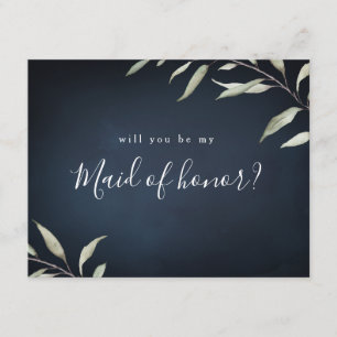Will you be my maid of honour minimal greenery invitation