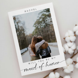 Will you be my Maid of Honour Minimalist Photo Chi Invitation