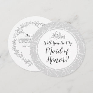 Will You Be My Maid of Honour Modern Botanical Lea Invitation