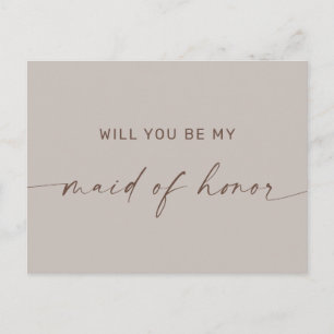 Will You Be My Maid of Honour Pale Grayish Beige Postcard