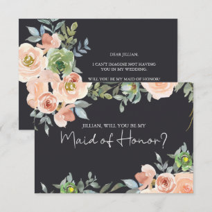 Will You Be My Maid of Honour Peach Green Navy