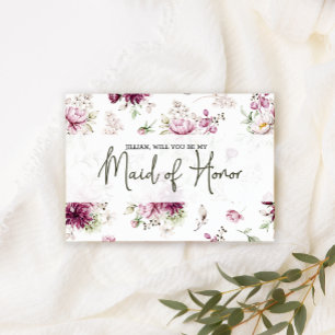 Will You Be My Maid of Honour Peonies Pink Floral