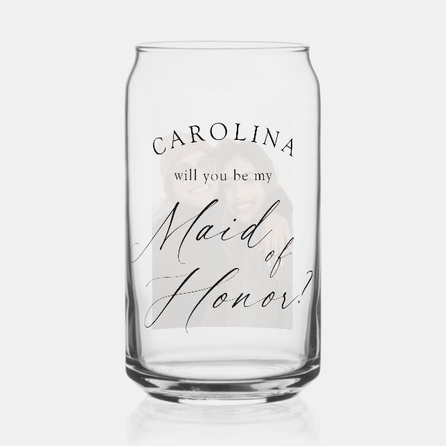 Will You Be My Maid of Honour Photo Can Glass (Front)