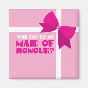 Will you be my maid of honour? pink bows magnet