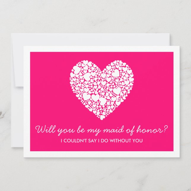 Will You Be My Maid Of Honour? Pink Heart Card (Front)