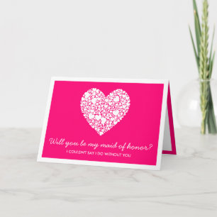 Will You Be My Maid Of Honour? Pink Heart Card