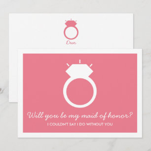 Will You Be My Maid Of Honour? Pink Ring Card