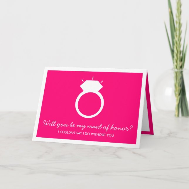 Will You Be My Maid Of Honour? Pink Ring Card (Front)
