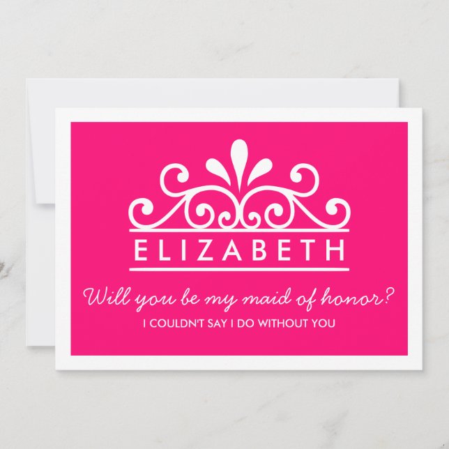 Will You Be My Maid Of Honour? Pink Tiara Card (Front)