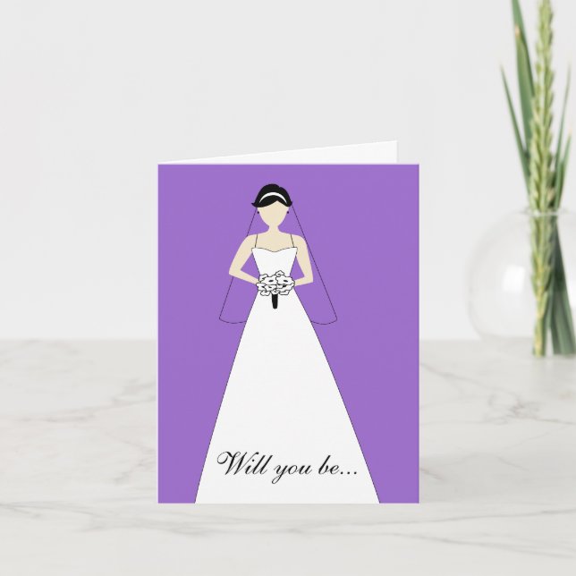 Will You Be My Maid of Honour? Purple Invitation (Front)
