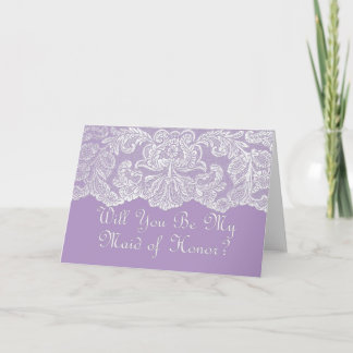 will you be my maid of honour? purple invitation