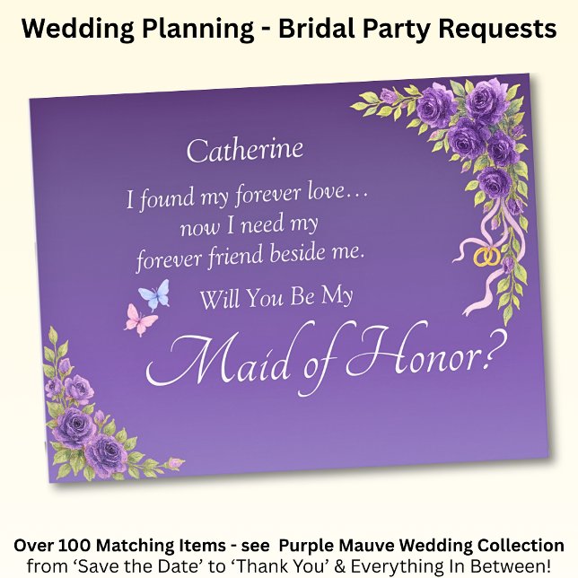 Will You Be My Maid of Honour? Purple Mauve Flower (Creator Uploaded)