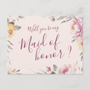 Will you be my maid of honour Romantic garden Invitation