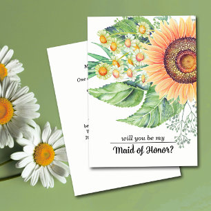 Will you be my Maid of Honour? Rustic Sunflower Invitation