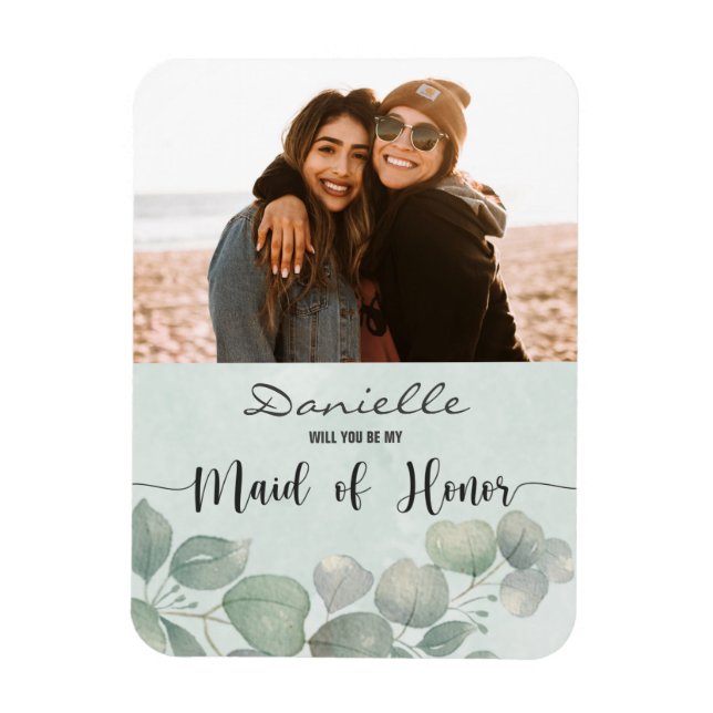 Will You Be My Maid of Honour sage green Magnet (Vertical)