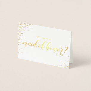 Will You Be My Maid of Honour Script Gold Foil Foil Card