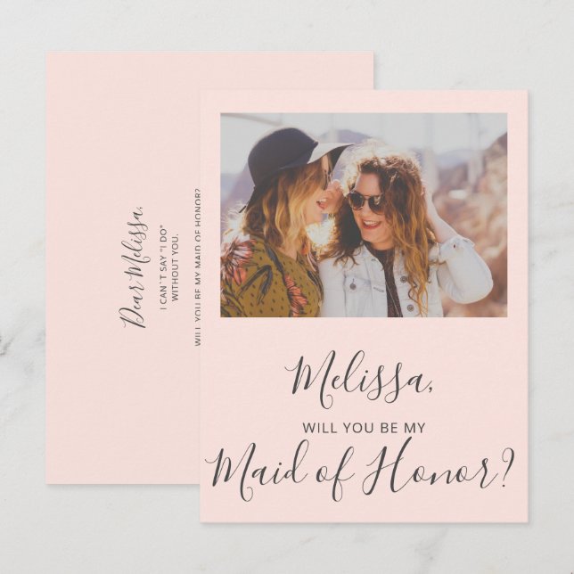 Will You Be My Maid of Honour Simple Photo Invitation Postcard (Front/Back)