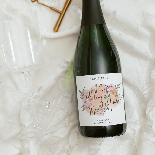 Will You Be My Maid of Honour? Sparkling Wine Label (Creator Uploaded)