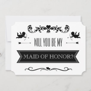 Will You Be My Maid Of Honour? Typography Wedding Invitation