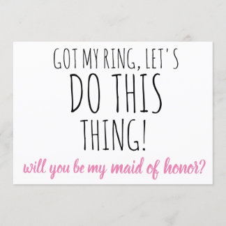 will you be my maid of honour? wedding proposal invitation
