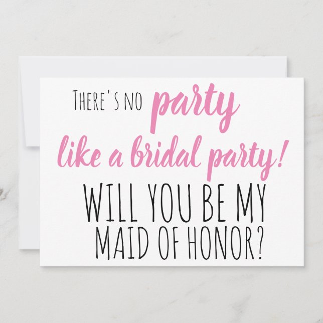 will you be my maid of honour? wedding proposal invitation (Front)