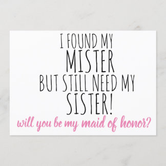 will you be my maid of honour? wedding proposal invitation