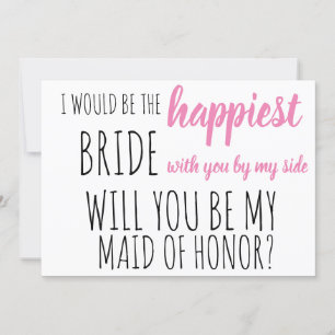 will you be my maid of honour? wedding proposal invitation