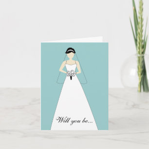 Will You Be My Maid of Honour? White Blue Invitation