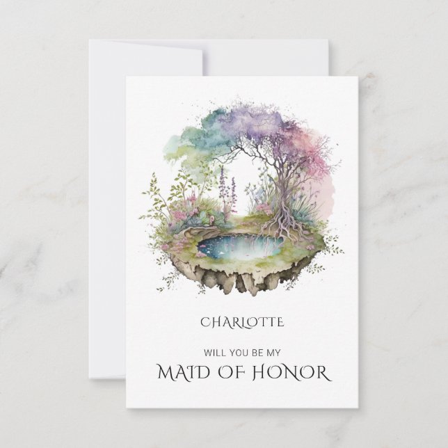 Will You Be My Maid Of Honour Wishing Well Invitation (Front)