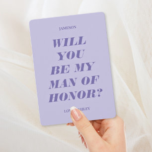 Will You Be My Man of Honour? Modern Text Lavender Invitation