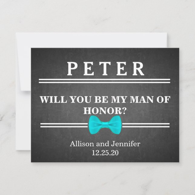 Will you be my Man of Honour? Personalised Invitation (Front)