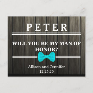 Will you be my Man of Honour? Personalised Wooden Invitation