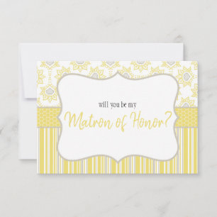 Will You Be My Matron of Honour Bee Yellow and Gre