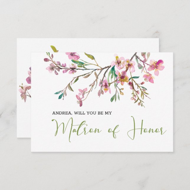 Will You Be My Matron of Honour Cherry Blossom  (Front/Back)