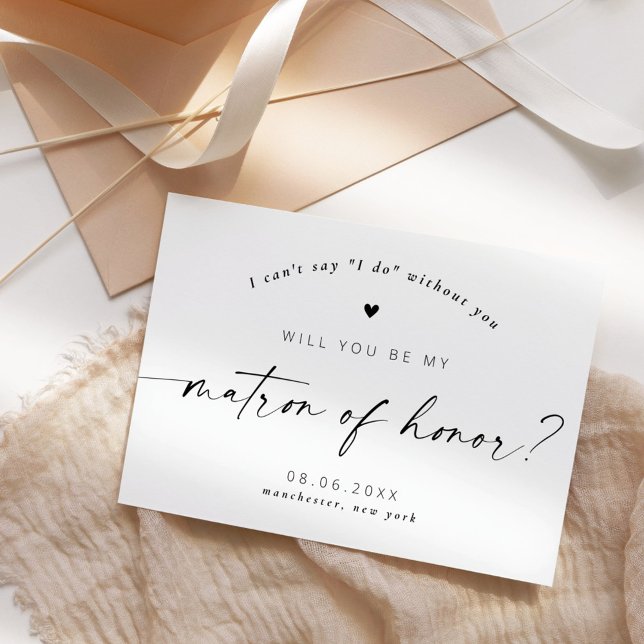 Will you be my Matron of Honour Elegant Script Invitation (Creator Uploaded)