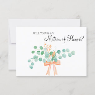 Will You Be My Matron of Honour Eucalyptus Peach