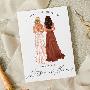 Will You Be My Matron of Honour? Girls in Gowns In Invitation