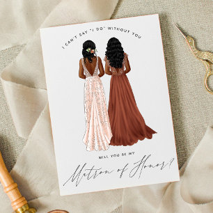 Will You Be My Matron of Honour? Girls in Gowns Invitation