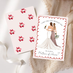 Will You Be My Matron of Honour? Girls in Gowns  Invitation