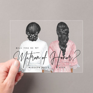 Will you be my Matron of Honour? Girls in Robes Acrylic Invitations