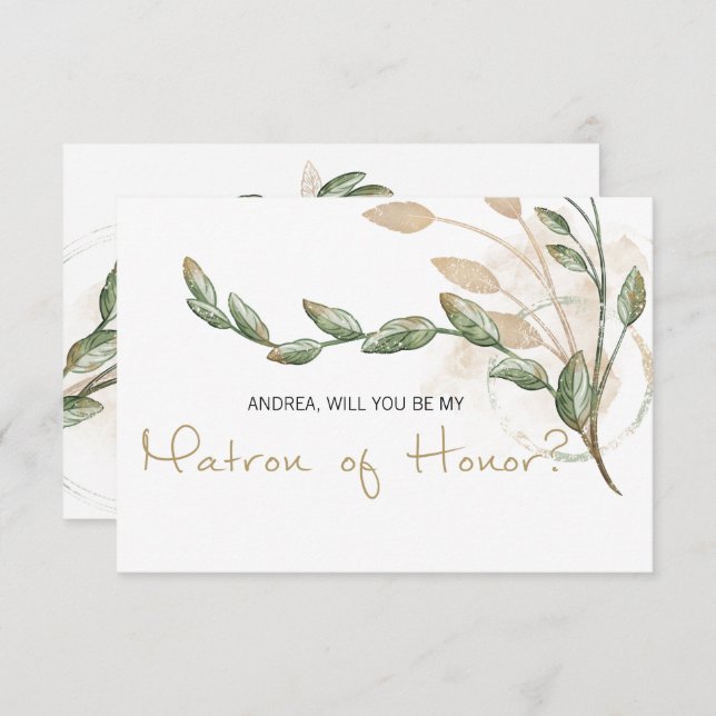 Will You Be My Matron of Honour Gold Sage Green (Front/Back)