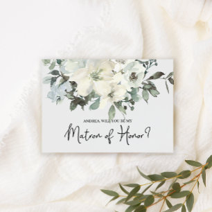 Will You Be My Matron of Honour Ivory White Floral