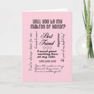 Will You Be My Matron of Honour, Pink, Best Friend Invitation