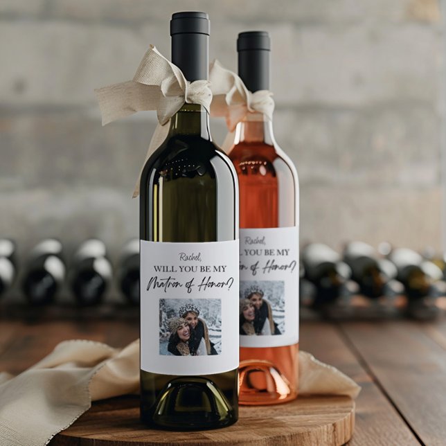 Will You Be My Matron of Honour Proposal Custom Wine Label (Creator Uploaded)