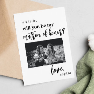 Will you be my matron of honour proposal photo invitation