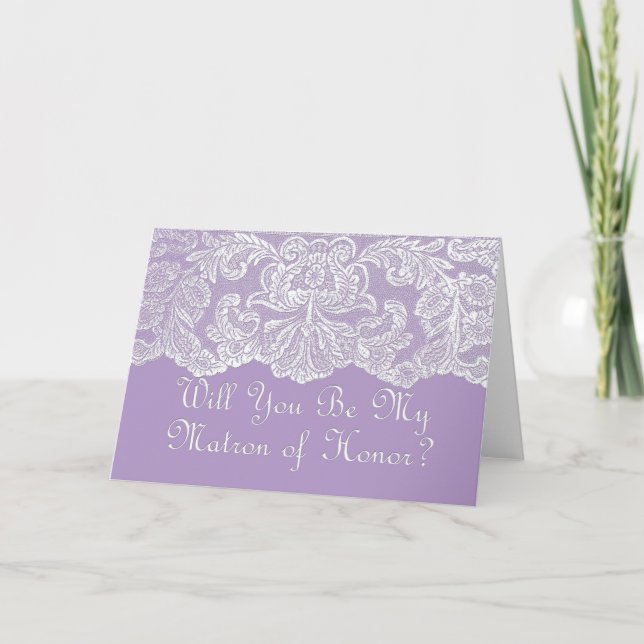 will you be my matron of honour? purple invitation (Front)