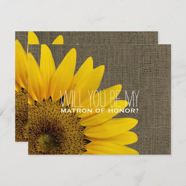 Will You Be My Matron of Honour Rustic Wedding Invitation (Front/Back)