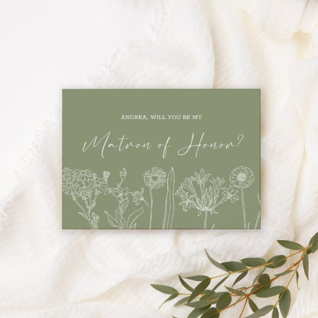 Will You Be My Matron of Honour Sage Green Flowers (Creator Uploaded)