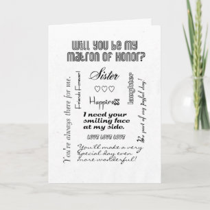 Will You Be My Matron of Honour, Sister? Invitation