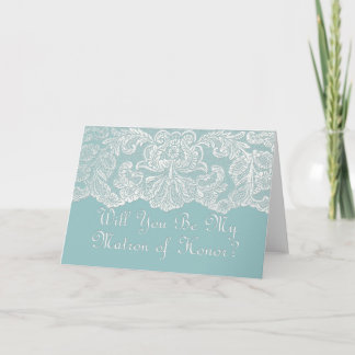 will you be my matron of honour? teal invitation